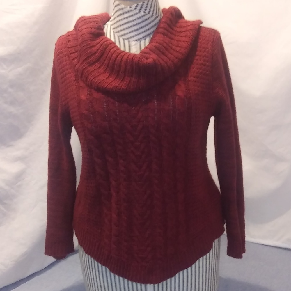 It's Our Time Cable Knit Cowl Neck Sweater